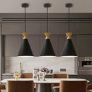 Axyaa Wood Iron Pendant Light: Modern Nordic Black Chandelier for Home Decor