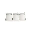 Axya Ceramic Seasoning Jar Set with Lid and Spoon - Kitchen Spice Pot Container