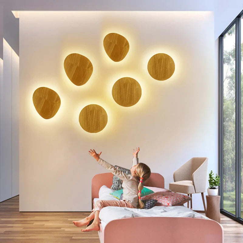 Axyaa Wooden LED Wall Lamp: Nordic Style Bedroom Light, AC110-240V
