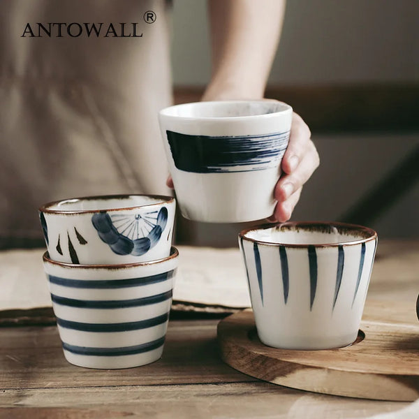 Axya Hand-Painted Underglazed Teacups Set for Japanese Cuisine Restaurant