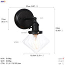 Axyaa Glass Ball Industrial Wall Sconce Black Loft Hallway Stair Bathroom Mirror Light
