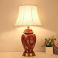 Axyaa Festive Magpie Hand-Embroidered Lampshade & Floral Ceramic Table Lamp