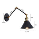 Axyaa Vintage Industrial Long Arm Wall Sconce - LED Wall Lamp for Home, Bedroom, Indoor