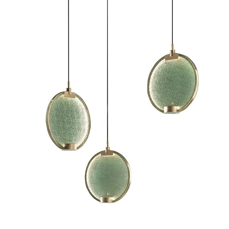 Axyaa Brass Minimalist Pendant Lamp Glass Round Light Fixture