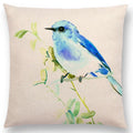 Axyaa Bird Watercolor Cotton Linen Cushion Cover- Hummingbird Goldfinch Chickadee Cardinal Kingfisher