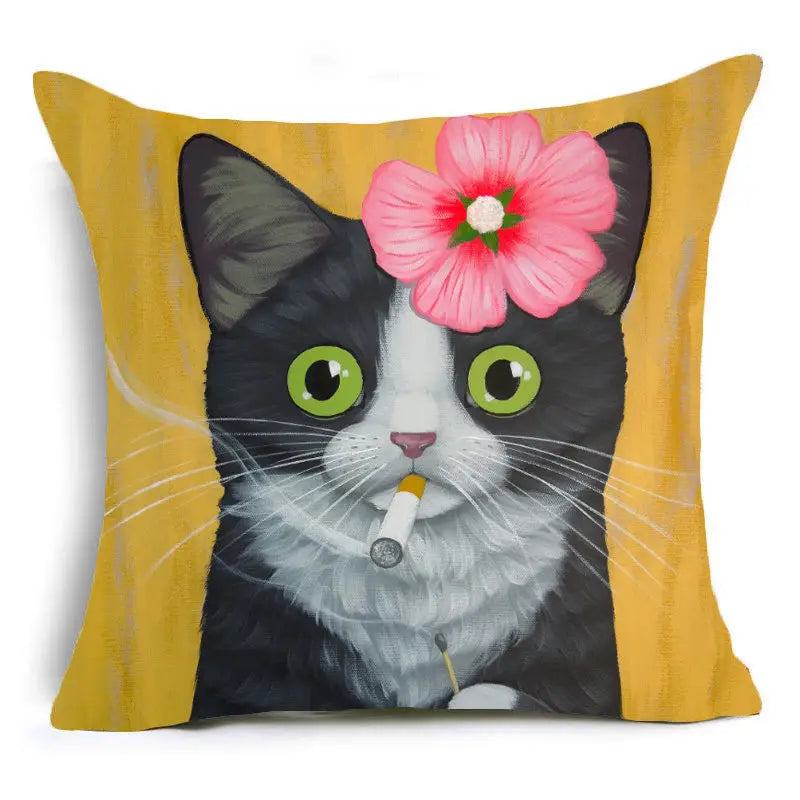 Cartoon Cat Pet Pillow Cover for Home Sofa Decor by Axyaa