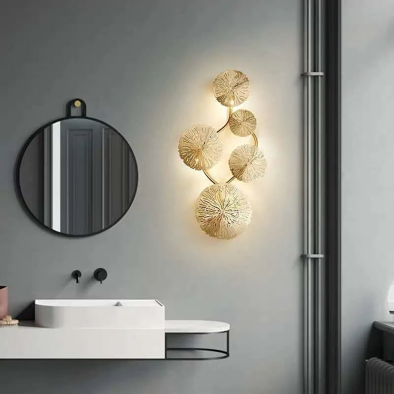 Nordic Industrial Lotus Leaf Wall Sconce by Axyaa