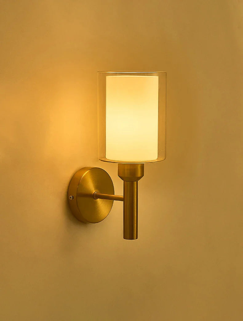 Axyaa Brass Glass Wall Sconce - Classic Nordic Design for Home Interior