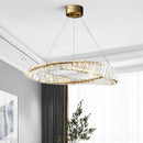 Axyaa Crystal Ring Chandelier: Modern Living Room Hanging Light