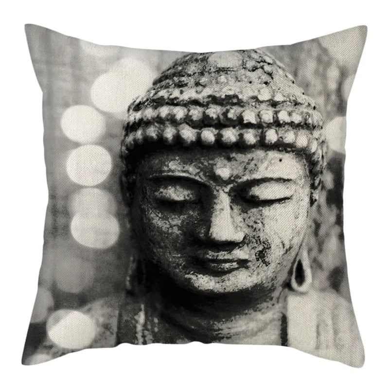 Buddha Pattern Throw Pillow Cover by Axyaa for Home, Car, Sofa Décor