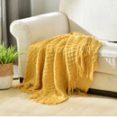 Axyaa Nordic Knit Throw Blanket Yellow Plaid 130x230cm