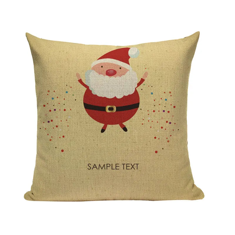 Christmas Santa Deer Pattern Cushion Cover for Festive Home Decor - Axyaa