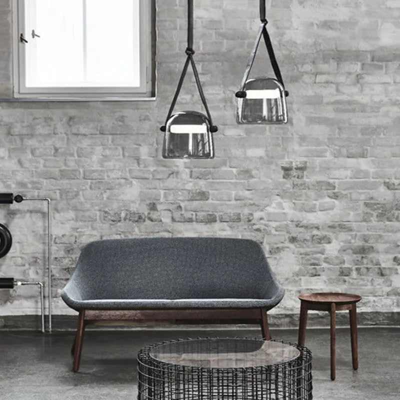 Axyaa Brokis Mona LED Glass Pendant Lamp with Black Leather Strap