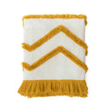 Axyaa Knit Throw Blanket Mustard Pink Fringed Soft Blanket 50"x62"