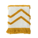 Axyaa Knit Throw Blanket Mustard Pink Fringed Soft Blanket 50"x62"