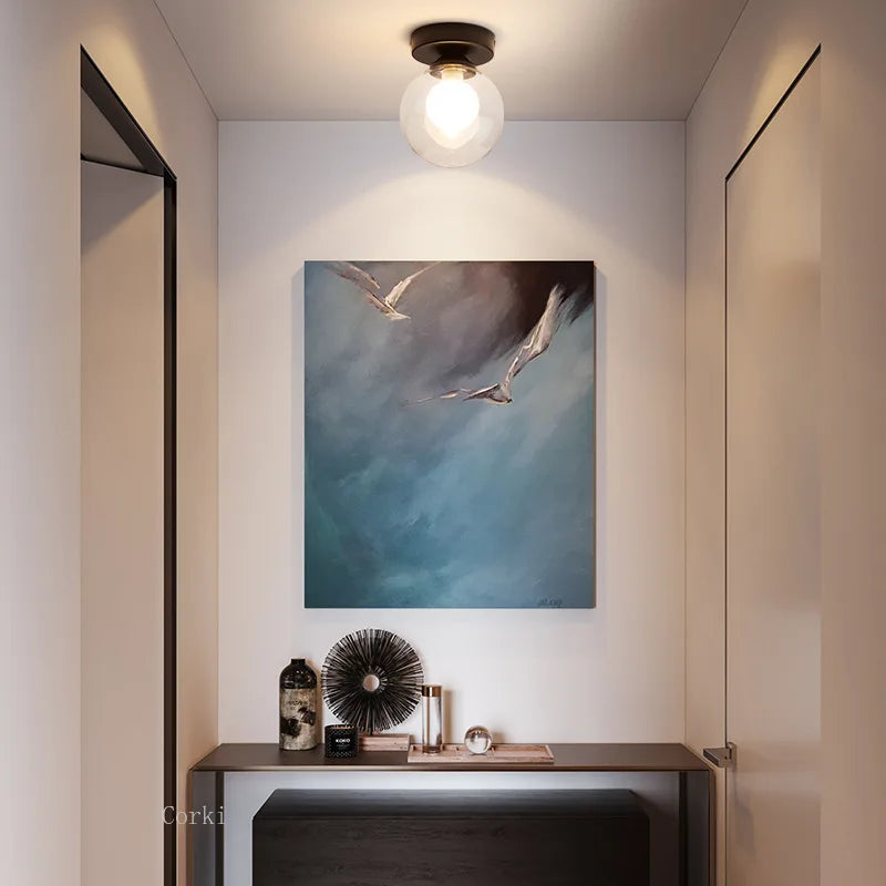 Axyaa Round Glass Ball Ceiling Light - Nordic Design for Modern Home Decor