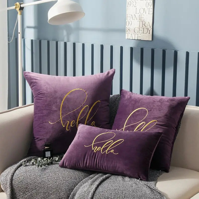 Soft Velvet Embroidered Cushion Cover by Axyaa
