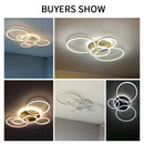 Axyaa LED Rings Chandelier: Modern Dimmable Ceiling Lighting for Living Room