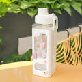 Axyaa Square Pastel Straw Bottle: Large Capacity Cute Water Bottle for Travel & Outdoor Sports