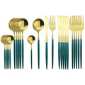 Axyaa Black Stainless Steel Dinnerware Set: 24Pcs Cutlery Flatware Gift Set