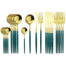 Axyaa Black Stainless Steel Dinnerware Set: 24Pcs Cutlery Flatware Gift Set