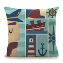 Axyaa Mediterranean Lighthouse Sail Print Pillow Cover for Home Decor