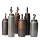 Axya Stoneware Tea Caddy Set with Coral Cover, Cylindrical Canisters