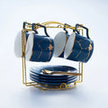 Axyaa Marble Ceramic Tea Set 200ml Nordic Coffee Cup Saucer Spoon Matt Porcelain