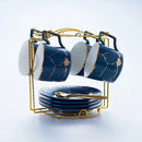 Axyaa Marble Ceramic Tea Set 200ml Nordic Coffee Cup Saucer Spoon Matt Porcelain