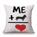 Axyaa Dachshund Dog Print Cotton Linen Pillow Covers 45X45cm