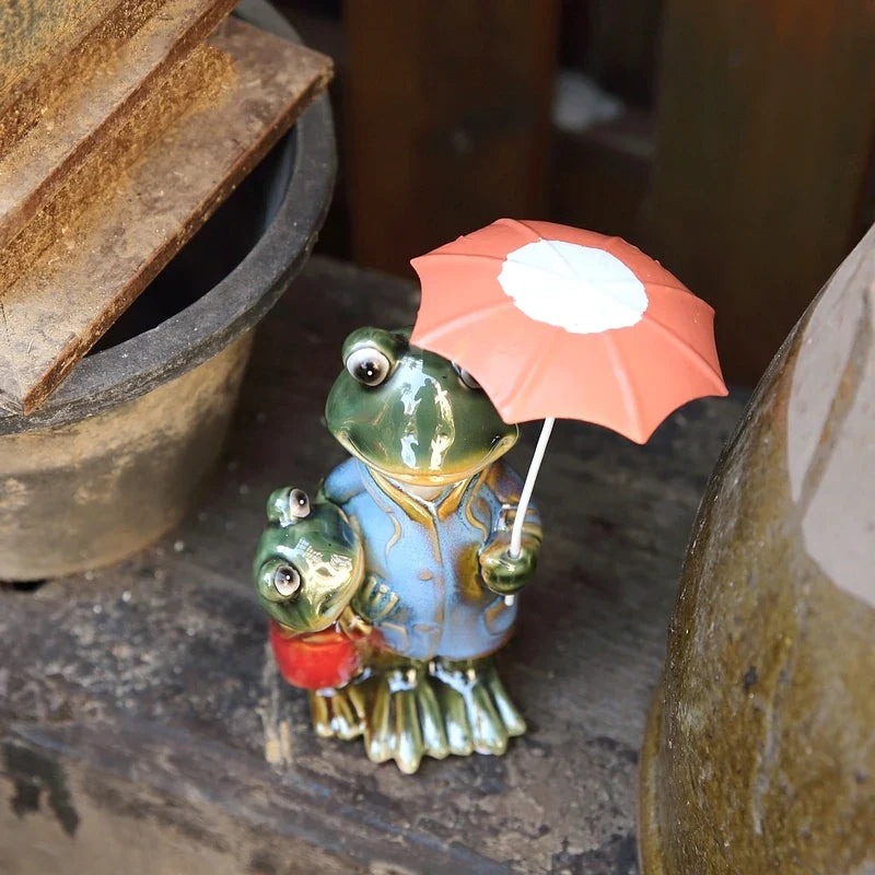 Axya Rustic Ceramic Frog for Home and Garden Decoration