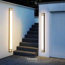 Axya Outdoor Wall Light: Modern Black & Gold Sconce for Porch, Garden, Villa
