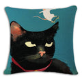 Axyaa Red Black Cat Print Cushion Cover 45X45CM for Home Decor