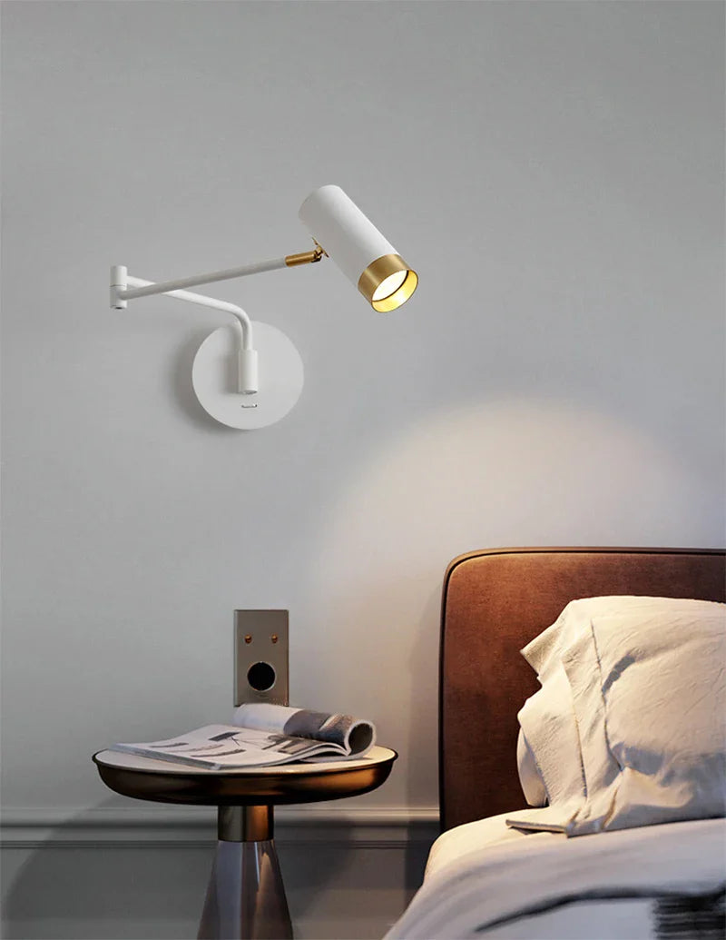 Nordic Swing Arm Bedside Wall Lamp Axyaa Brand White Black E27