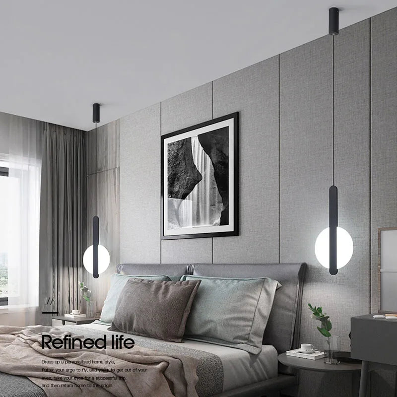 Axyaa Scandinavian LED Pendant Lamp for High Ceilings - Modern Living Room Lighting