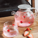 Axyaa Kawaii Strawberry Glass Water Pot Large Capacity Teapot Heat Resistant.