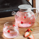 Axyaa Kawaii Strawberry Glass Cold Water Pot | Large Capacity Heat-Resistant Cute Teapot