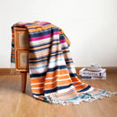 Axyaa Colorful Striped Throw Blanket with Tassels