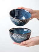 Axyaa Ceramic Noodle Bowl 5-Inch Kiln Glazed Hand-Painted Small Eating Bowl