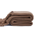 Axyaa Ivory Pink Knit Throw Blanket with Tassels