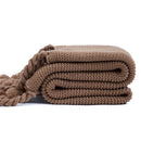 Axyaa Ivory Pink Knit Throw Blanket with Tassels