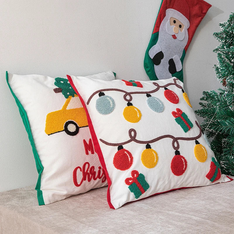 Axyaa Santa Snowflake Embroidery Cushion Cover 45x45cm