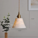 Axyaa Nordic White Ceramic LED Pendant Light with Knob Switch - Modern Copper Hanging Lamp
