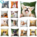 Axyaa Dog Print Polyester Cushion Cover for Sofa Living Room 45X45CM