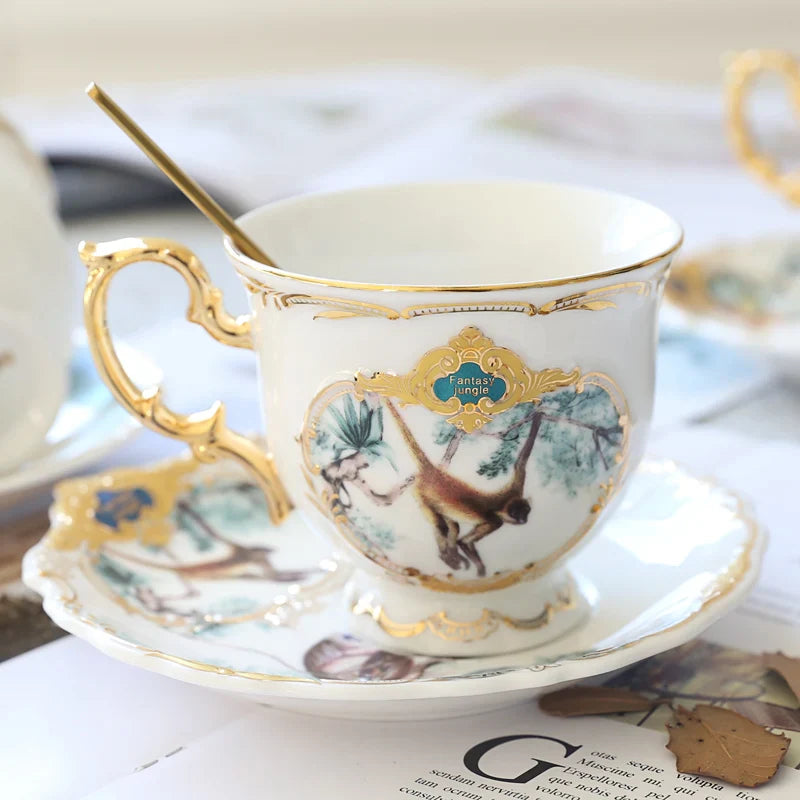 Axya Ceramic Jungle Animal Coffee Cup Set for Table Decoration