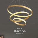 Axyaa Gold Circle Chandelier: Modern LED Indoor Lighting Fixtures