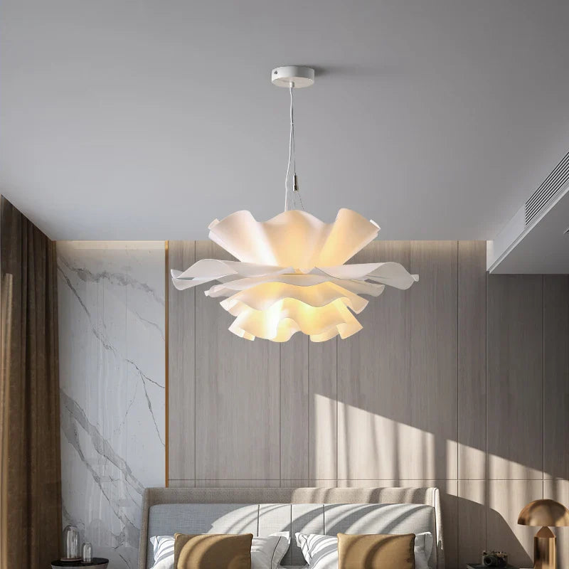 Nordic White Flower Chandelier Pendant Lamp for Bedroom, Living Room, and Bar by Axyaa