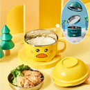 Axyaa Double-layer Cute Duck Ramen Bowl With Lid Stainless Steel Tableware