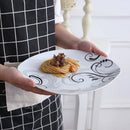 Axyaa 48-Piece Black Decals Dinner Set: Porcelain Tableware with Bowls, Plates