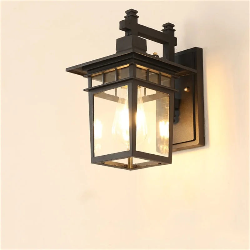Axyaa Retro Black Outdoor Wall Lamp LED Sconces Waterproof Decorative for Home Aisle